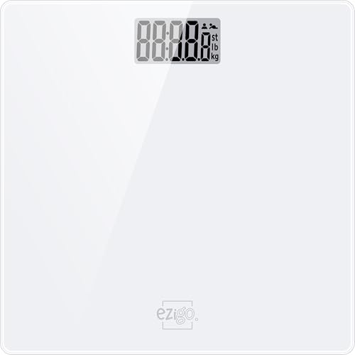 EziGo Professional Bathroom Scale 12-inch Large Platform 440lb Weight Capacity White