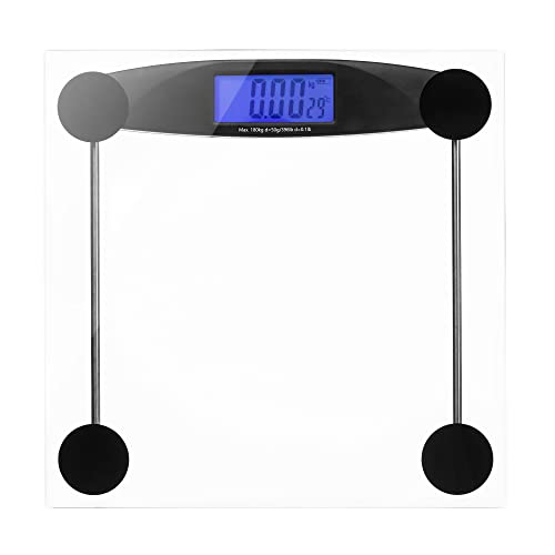 Poplar Digital Bathroom Scale with Clear Glass Platform