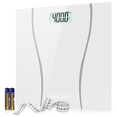 MPBEKING Digital Weight Scale with Tempered Glass and Tape Measure