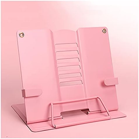 Adjustable Metal Cookbook Stand Holder with 6 Notches - Pink