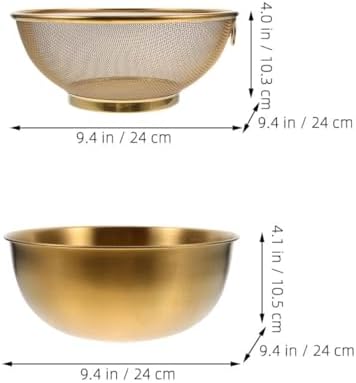 Zerodeko Gold Stainless Steel Colander Drain Basket Set