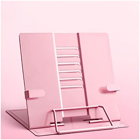 Adjustable Metal Book Stand with Page Clip - 83 x 75 inch Pink