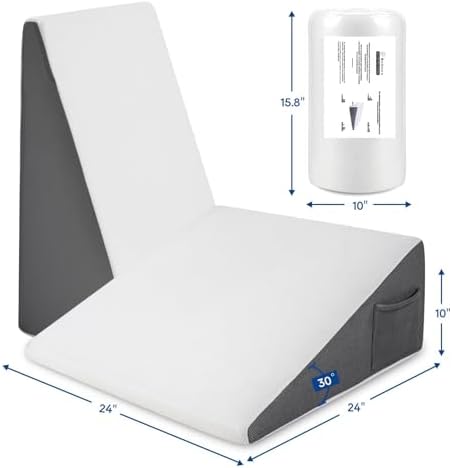 GOHOME 3-in-1 Memory Foam Bed Wedge Pillow with Cooling Cover