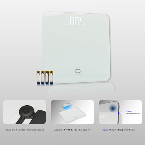 O CARE Digital Body Weight Scale with Clear LED Display and Auto Calibration