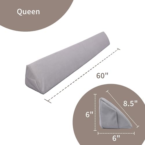 Aurako Queen Size Bed Wedge Pillow with Pockets
