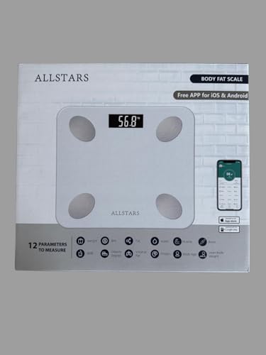 ALLSTARS Smart Scale with Body Fat and BMI Analysis - White 1