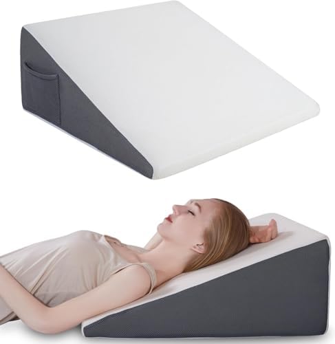 GOHOME 3-in-1 Memory Foam Bed Wedge Pillow with Cooling Cover