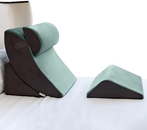 Avana Kind Bed Orthopedic Wedge Pillow Set Sage Grey