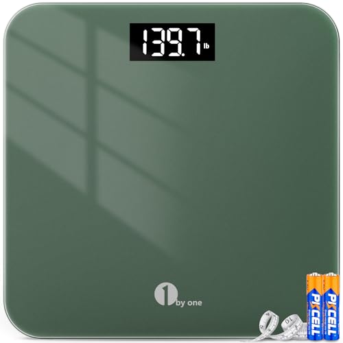 1byone Digital Bath Scale with LED Display 400lbs Midnight Green