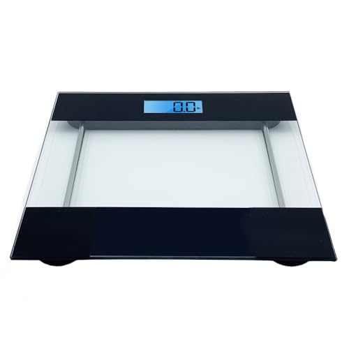 CAMEO Bathroom Scale with Tempered Glass and LED Display 400lbs Black C6814