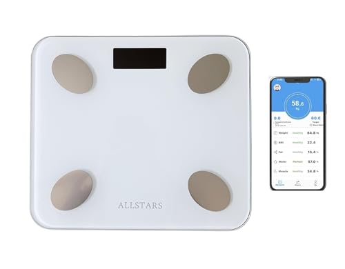 ALLSTARS Smart Scale with Body Fat and BMI Analysis - White 1