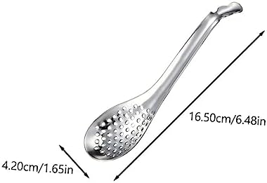 2Pcs Stainless Steel Colander Spoons for Caviar Hot Pot and Frying