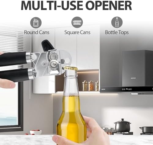 Safring Manual Can Opener with Bottle Opener Heavy Duty Stainless Steel