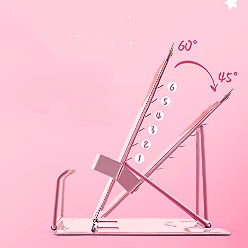 Adjustable Metal Book Stand with Page Clip - 83 x 75 inch Pink