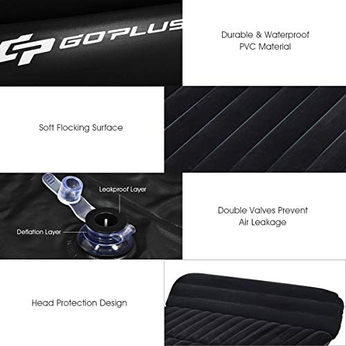 Goplus Inflatable Car Bed Mattress with Pillow and Air Pump - Black