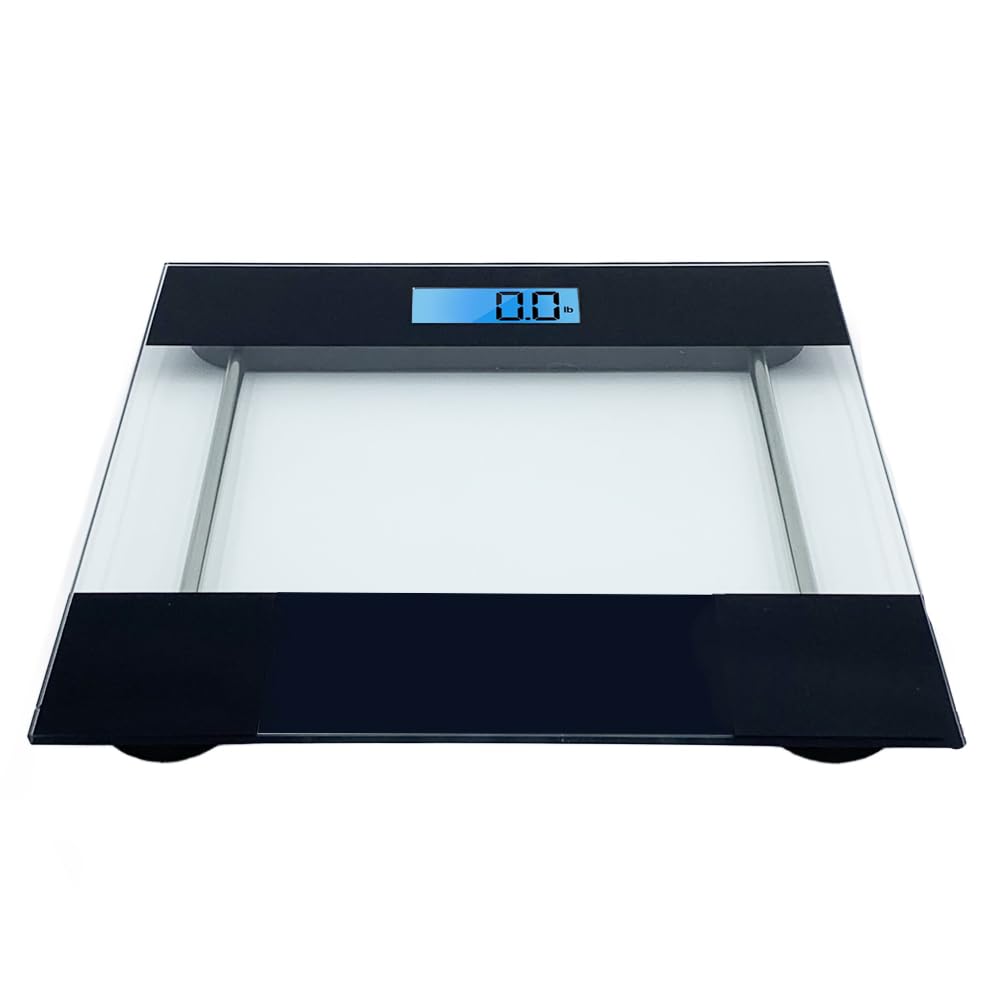 CAMEO Bathroom Scale with Tempered Glass and LED Display 400lbs Black C6814