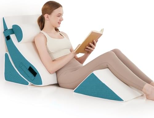 Longering 4PCS Orthopedic Bed Wedge Pillow Set - Neck Back Leg Pain Relief