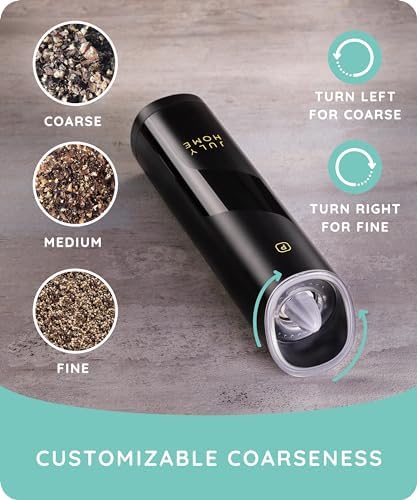 Gravity Electric Salt and Pepper Grinder Set of 2 Adjustable Coarseness