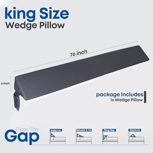 King Bed Wedge Pillow with Side Pocket - Triangle Gap Filler