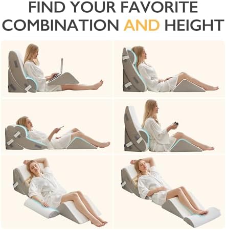 BDEUS 4-PCS Orthopedic Bed Wedge Pillow Set for Post-Surgery Recovery
