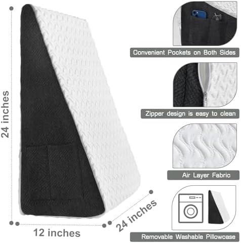 Cosmoluxe 12 Bed Wedge Pillow for Acid Reflux Relief