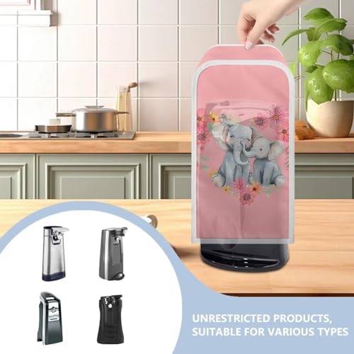 Suhoaziia Can Opener Dust Cover with Elephant Flowers Pattern 1
