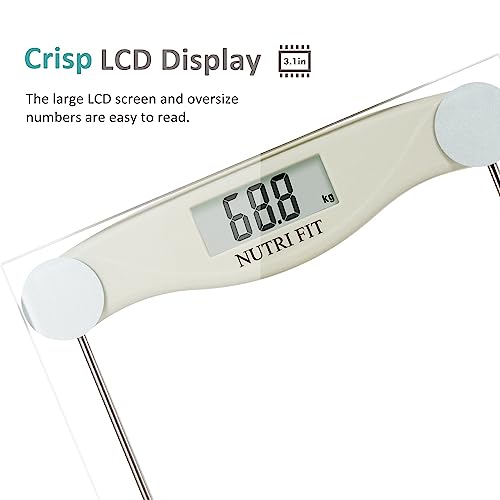 NUTRI FIT Digital Bathroom Scale with Step-on Tech and AAA Batteries