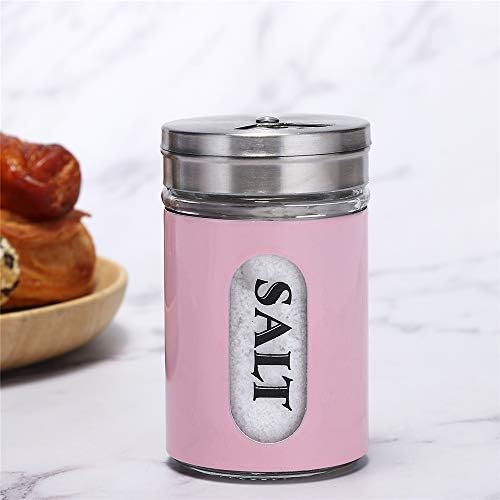 Salt and Pepper Shakers Set with Adjustable Pour Holes Pink