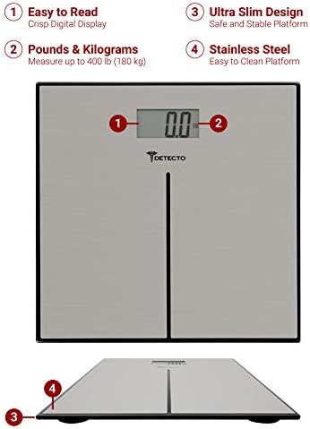 Escali Detecto D133 Deluxe Stainless Steel Digital Bathroom Scale