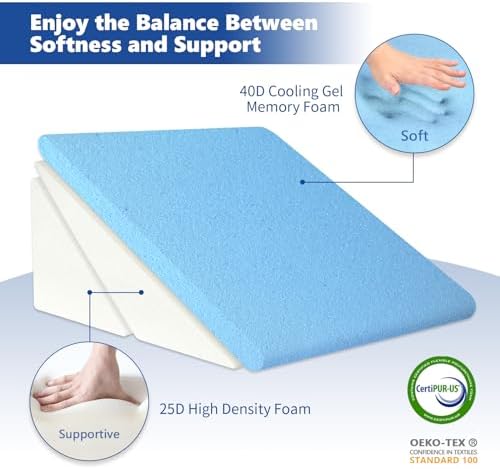 KingPavonini Memory Foam Wedge Pillow - 75 9 11 12 Inch Adjustable