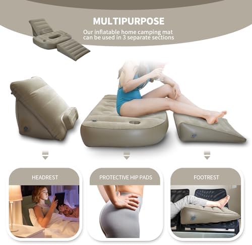 Nevife Inflatable 3pcs Bed Wedge Pillow Set - Brown