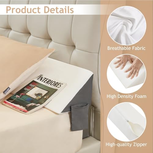 Voctriam Bed Wedge Pillow for Headboard Gap 60x8x6 White