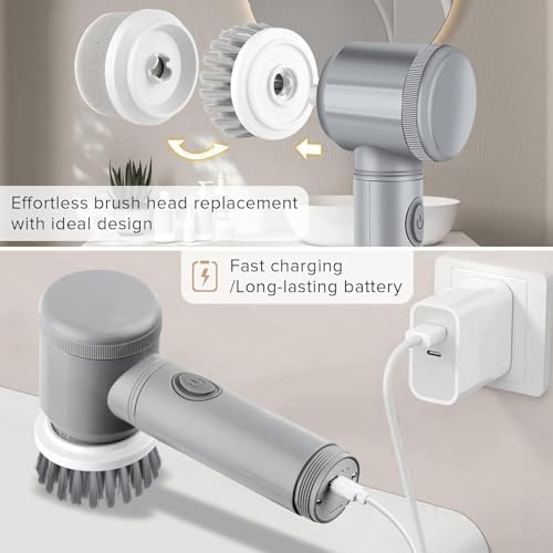 6in1 Electric Spin Scrubber with 6 Brush Heads 1