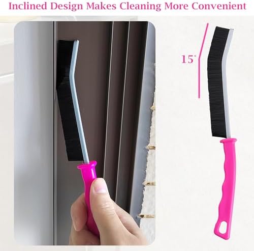 4 Pcs Hard Bristle Crevice Cleaning Brush Set in Pink
