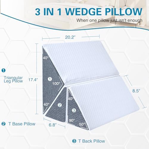 3PCS Foam Wedge Pillow for Bed Sore and Back Pain Relief