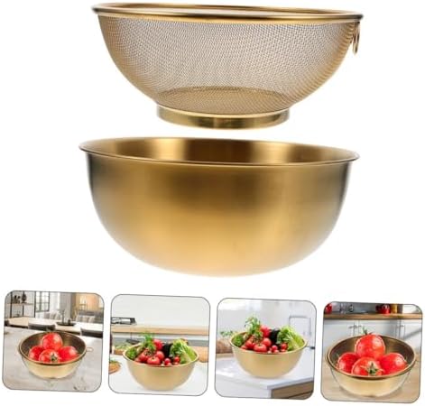 PRETYZOOM Stainless Steel Colander with Dipping Bowls Set