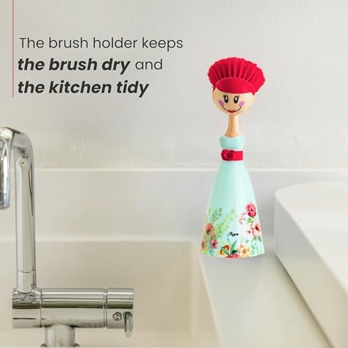 Vigar Dolls Dish Brush with Storage - BluePink