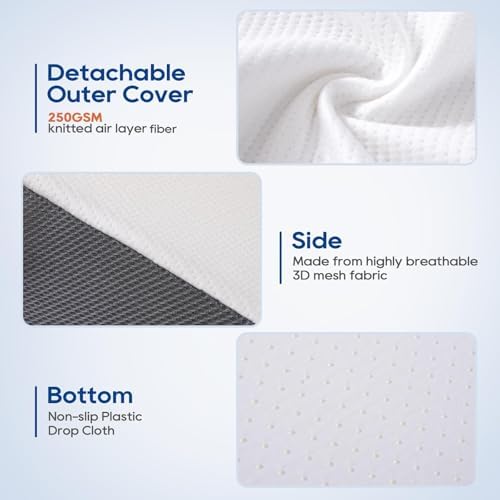 GOHOME 3-in-1 Memory Foam Bed Wedge Pillow with Cooling Cover