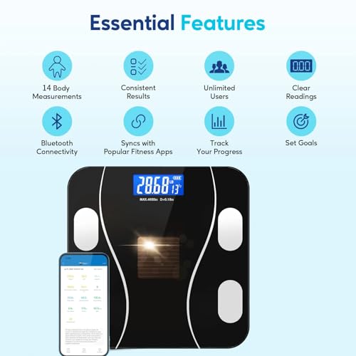 Eayaele Solar Powered Body Fat Scale with 8 Profiles