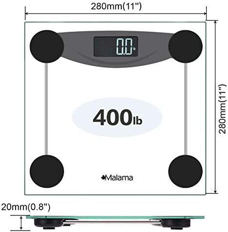 Malama Digital Body Weight Scale with LCD Backlit Display 400 lbs Accuracy Black