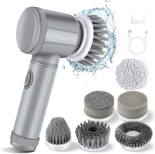 6in1 Electric Spin Scrubber with 6 Brush Heads 1