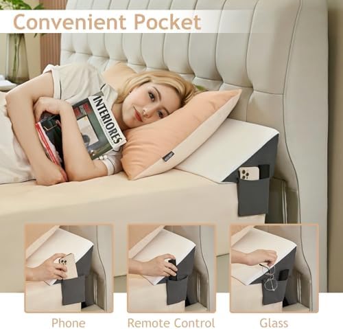 Voctriam Bed Wedge Pillow for Headboard Gap 60x8x6 White