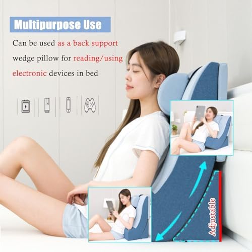 RENLXFI Blue Acid Reflux Pillow Travel