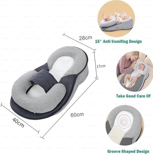Saanerueen Baby Wedge Pillow for Newborn Grey