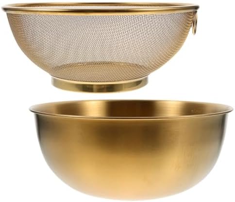 Zerodeko Gold Stainless Steel Colander Drain Basket Set