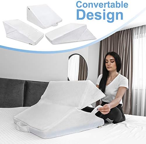 ONDEKT Adjustable Bed Wedge Pillow with Cooling Gel Memory Foam 1