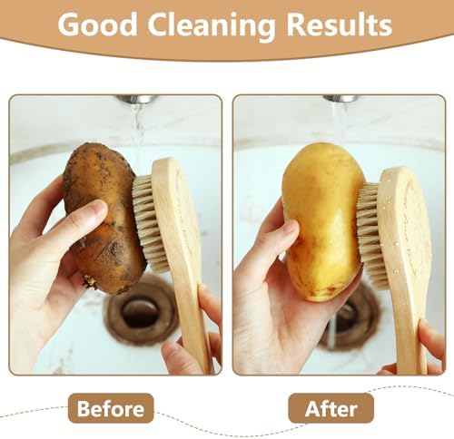 SEPGLITTER Vegetable Brush with Long Wooden Handle