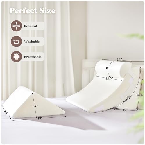 4PCS Orthopedic Bed Wedge Pillow Set for Pain Relief and Comfort