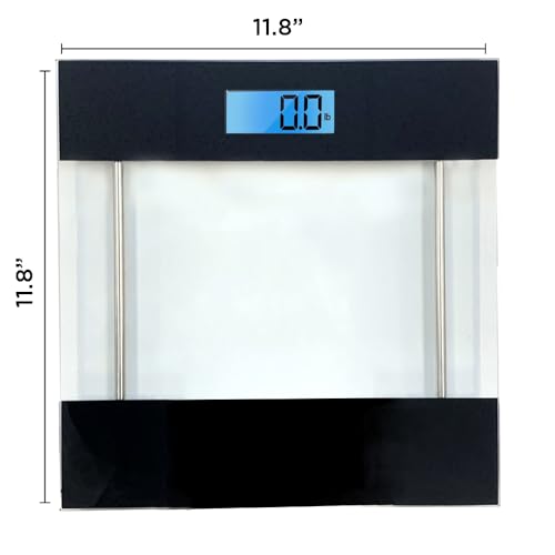 CAMEO Bathroom Scale with Tempered Glass and LED Display 400lbs Black C6814