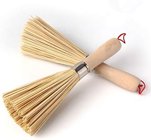 2 Pack Bamboo Wok Brush for Hot Spot Cleaning